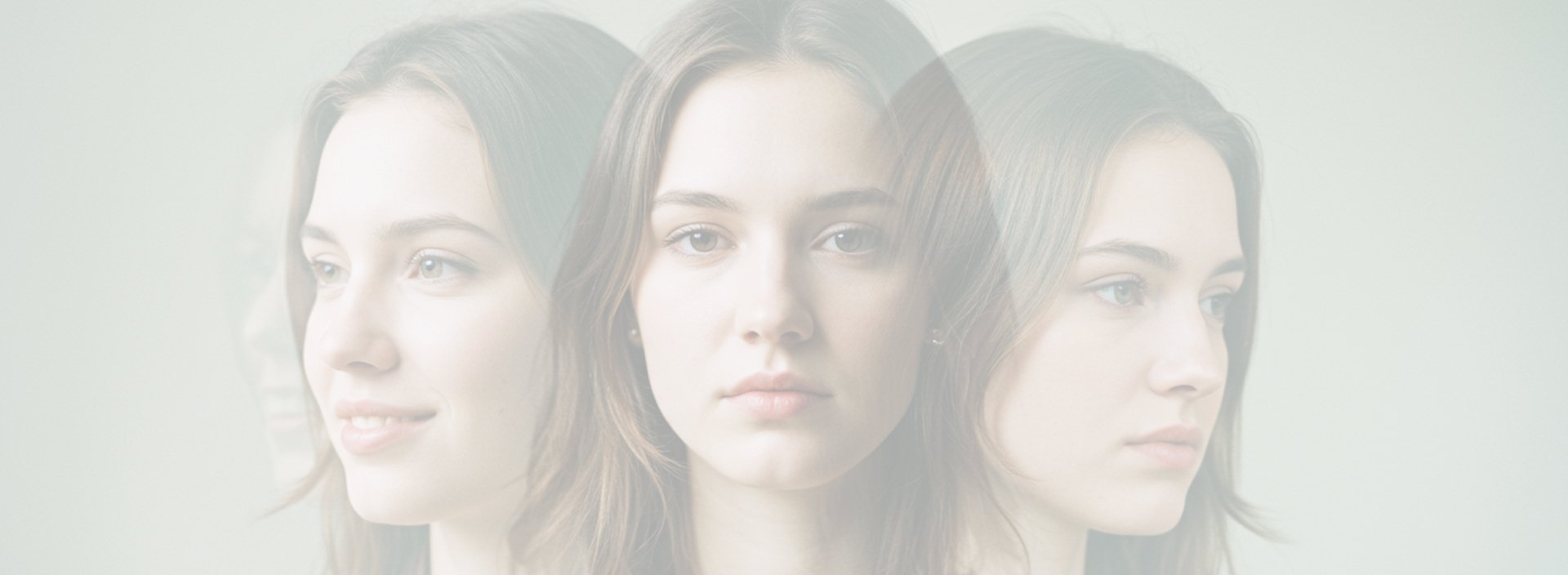 Девушка с тройной экспозицией эмоций